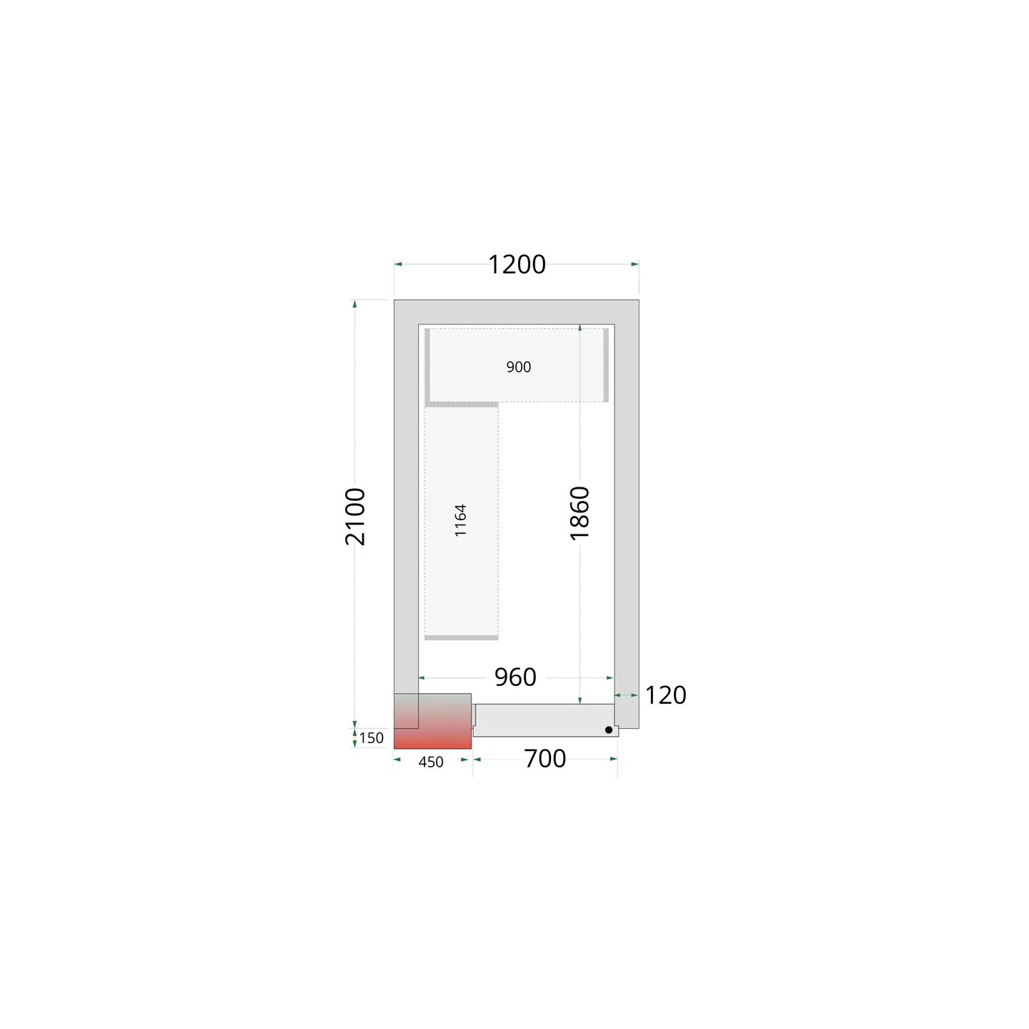 Chambre froide négative CRNF1221 Blanc 1200 x 2100 x 2200 mm 44221 TEFCOLD-mondialchr.com