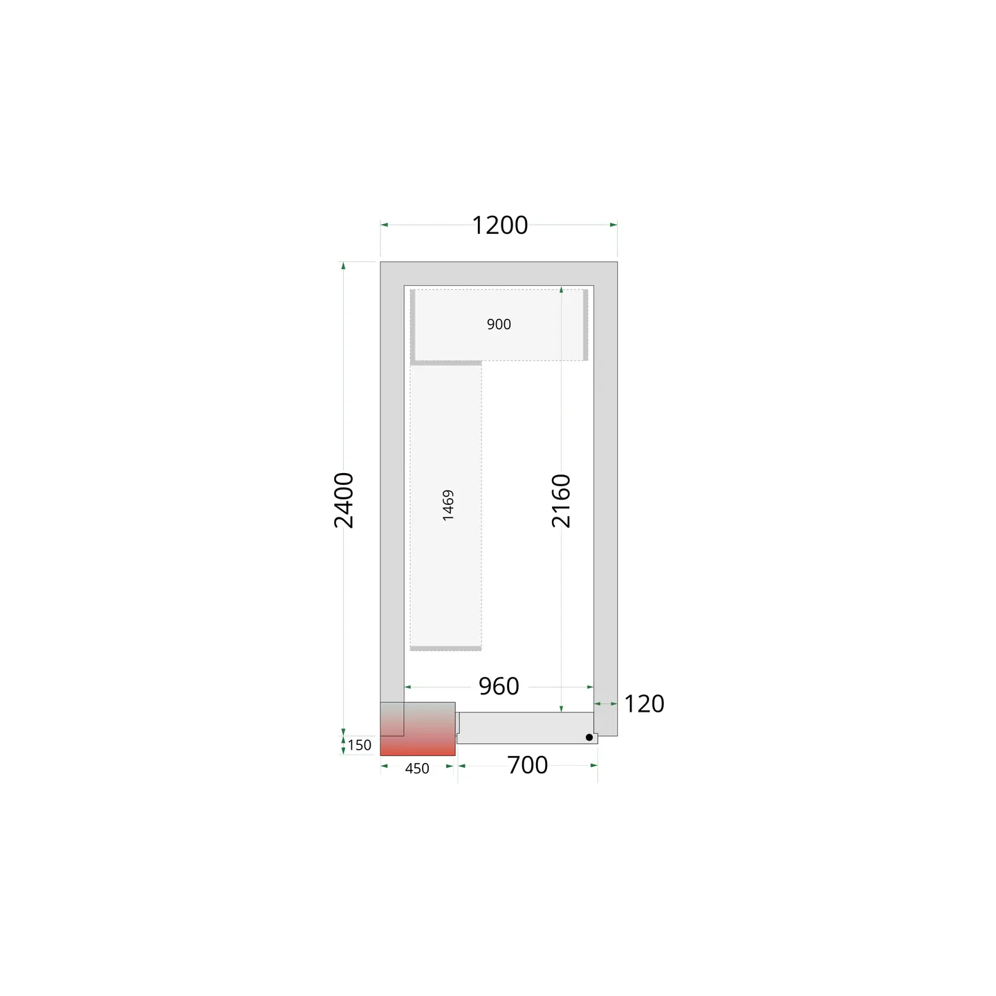 Chambre froide négative CRNF1224 Blanc 1200 x 2400 x 2200 mm 44222 TEFCOLD-mondialchr.com