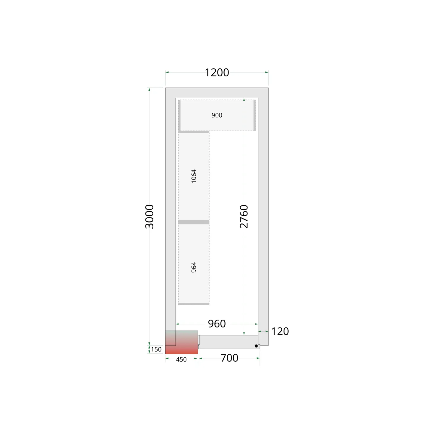 Chambre froide négative CRNF1230 Blanc 1200 x 3000 x 2200 mm 44224 TEFCOLD-mondialchr.com