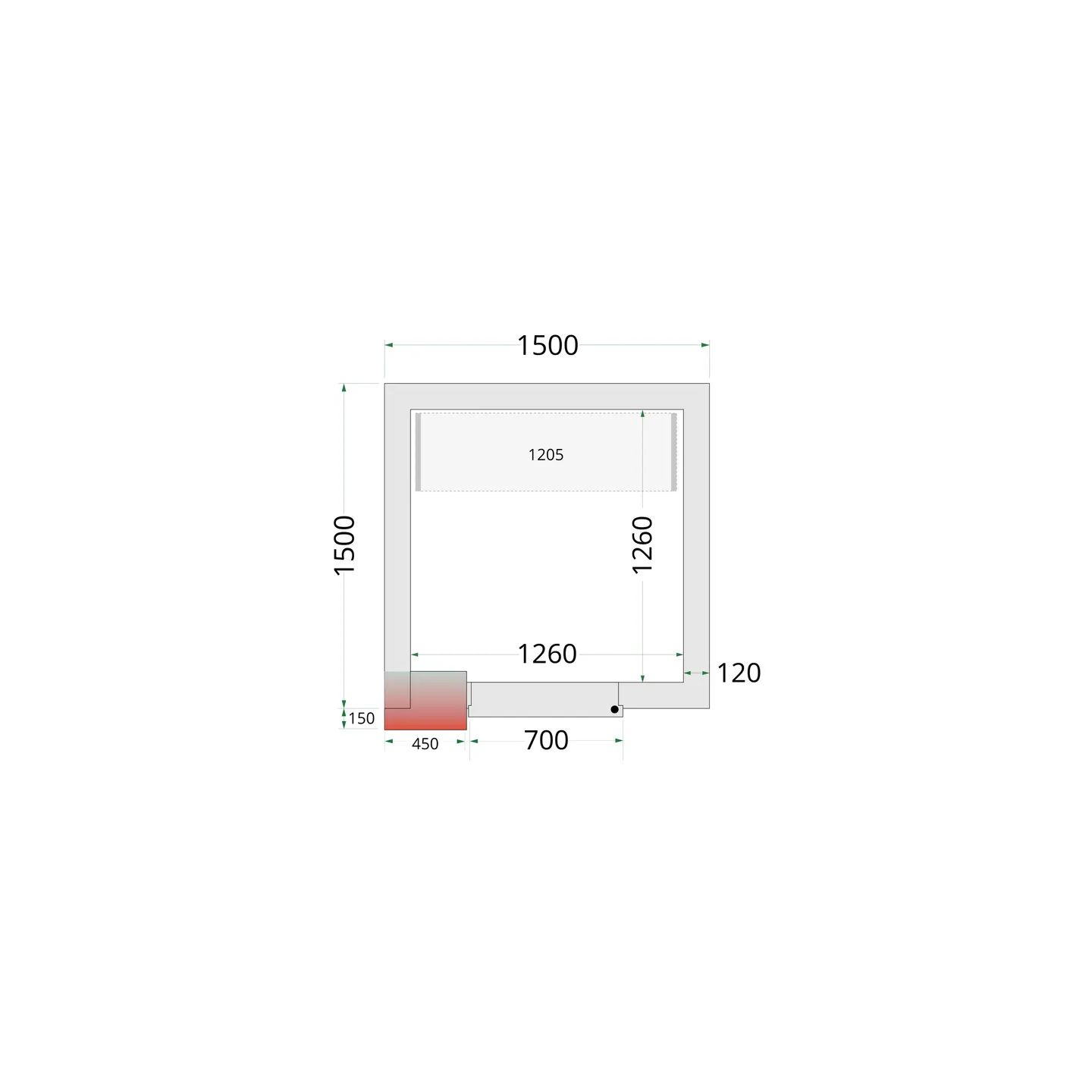 Chambre froide négative CRNF1515 Blanc 1500 x 1500 x 2200 mm 44225 TEFCOLD-mondialchr.com