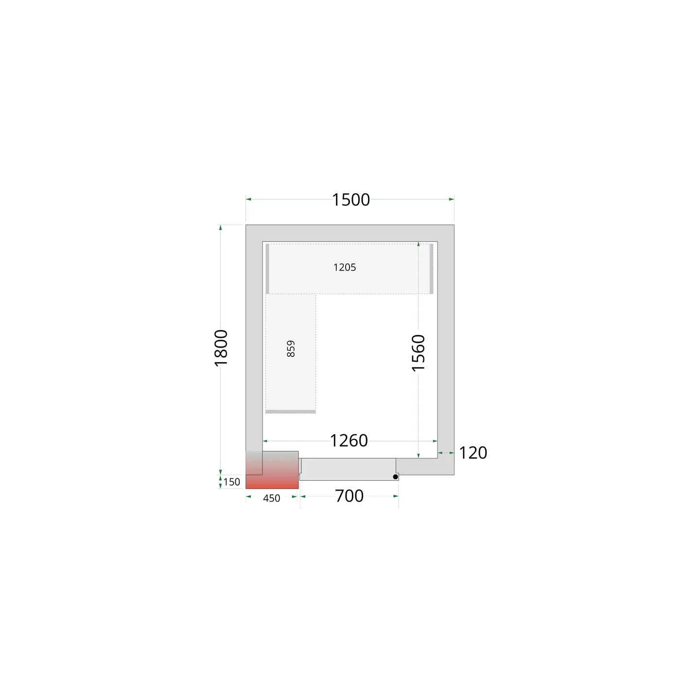 Chambre froide négative CRNF1518 Blanc 1500 x 1800 x 2200 mm 44226 TEFCOLD-mondialchr.com