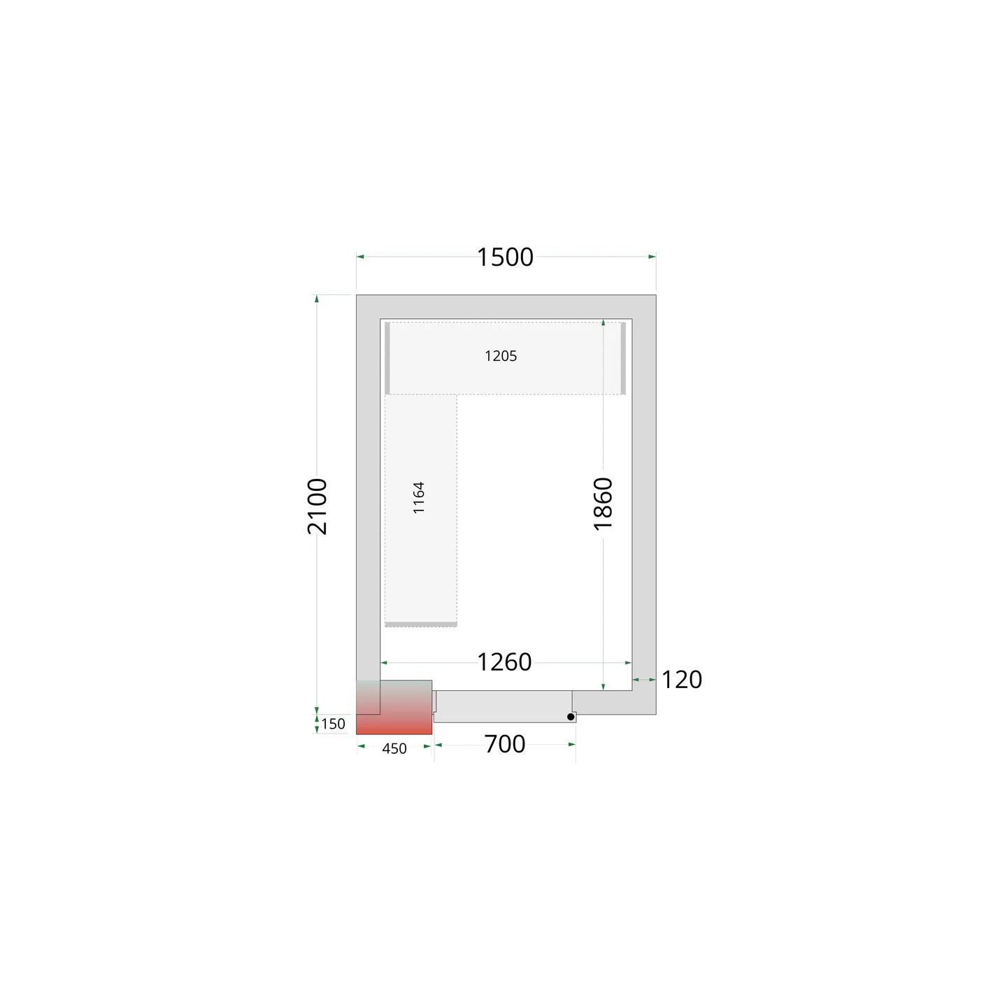 Chambre froide négative CRNF1521 Blanc 1500 x 2100 x 2200 mm 44227 TEFCOLD-mondialchr.com