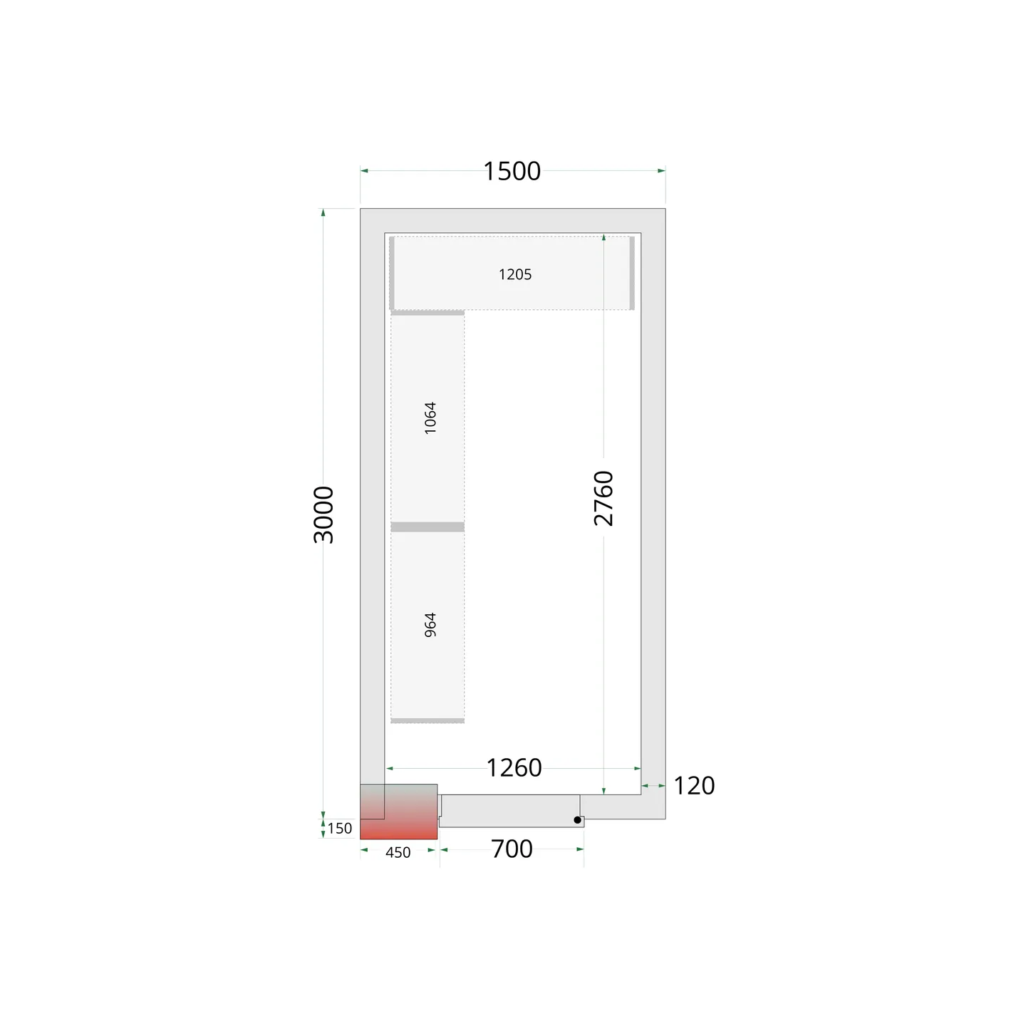 Chambre froide négative CRNF1530 Blanc 1500 x 3000 x 2200 mm 44230 TEFCOLD-mondialchr.com