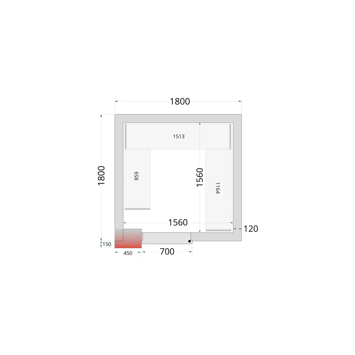 Chambre froide négative CRNF1818 Blanc 1800 x 1800 x 2200 mm 44231 TEFCOLD-mondialchr.com