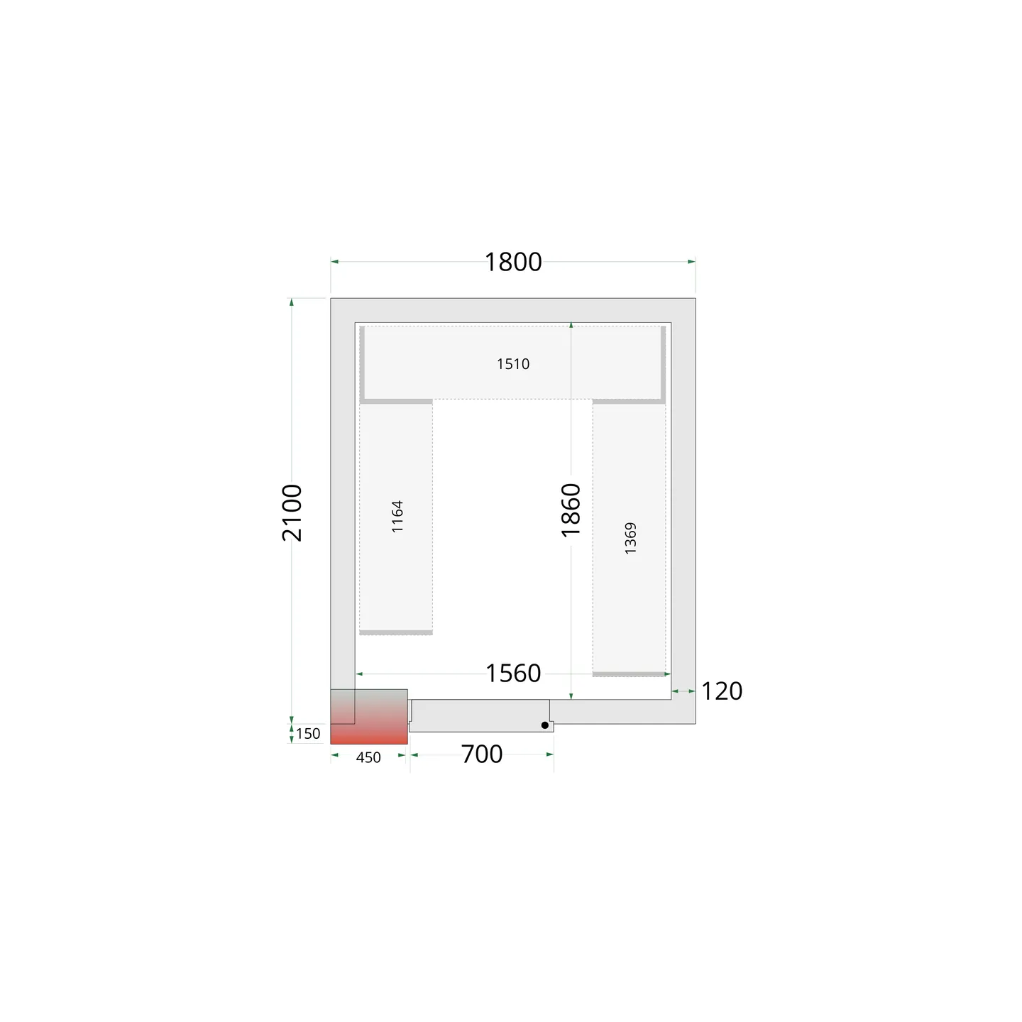 Chambre froide négative CRNF1821 Blanc 1800 x 2100 x 2200 mm 44232 TEFCOLD-mondialchr.com