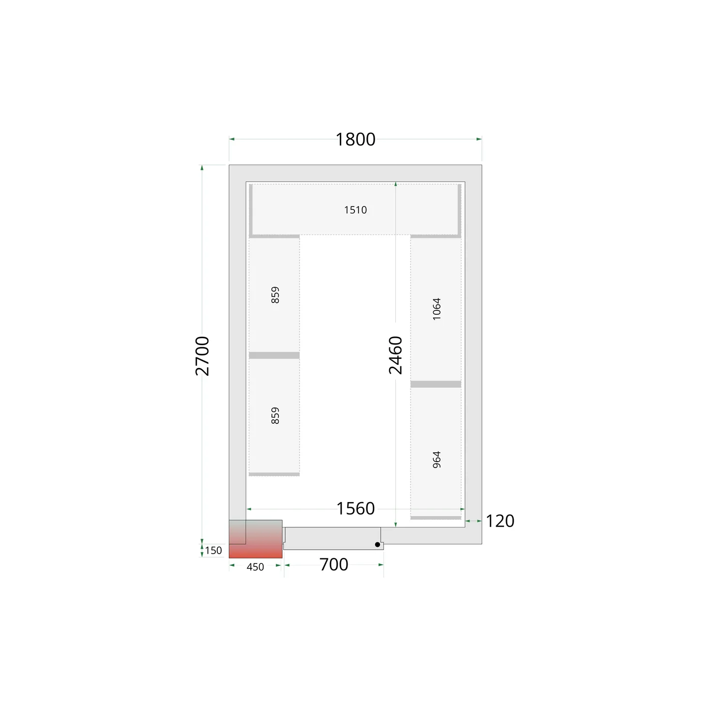 Chambre froide négative CRNF1827 Blanc 1800 x 2700 x 2200 mm 44234 TEFCOLD-mondialchr.com