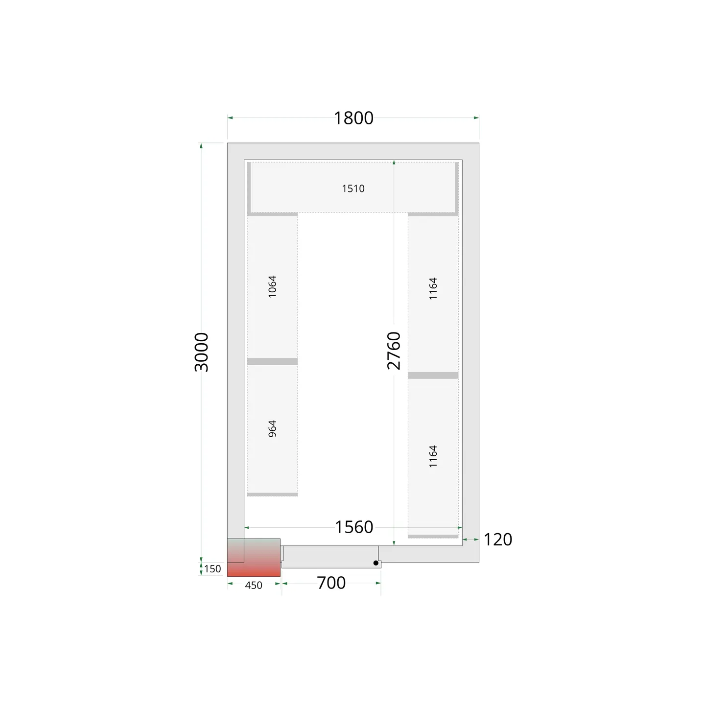 Chambre froide négative CRNF1830 Blanc 1800 x 3000 x 2200 mm 44235 TEFCOLD-mondialchr.com