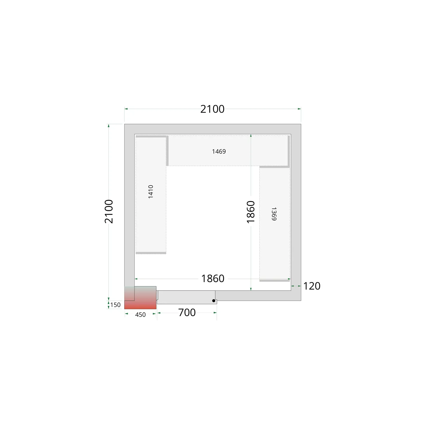 Chambre froide négative CRNF21 21Blanc 2100 x 2100 x 2200 mm 44236 TEFCOLD-mondialchr.com