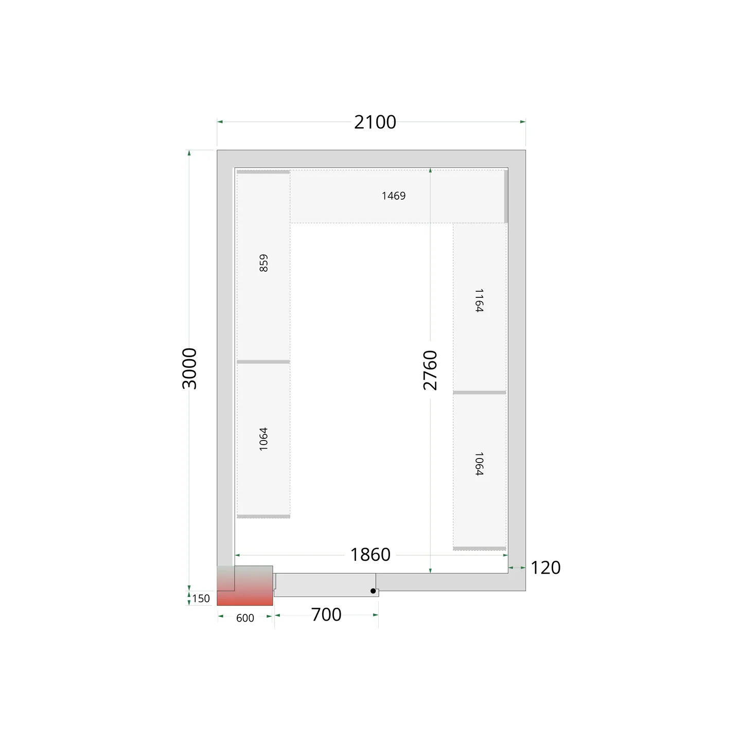 Chambre froide négative CRNF2130 Blanc 2100 x 3000 x 2200 mm 44239 TEFCOLD-mondialchr.com