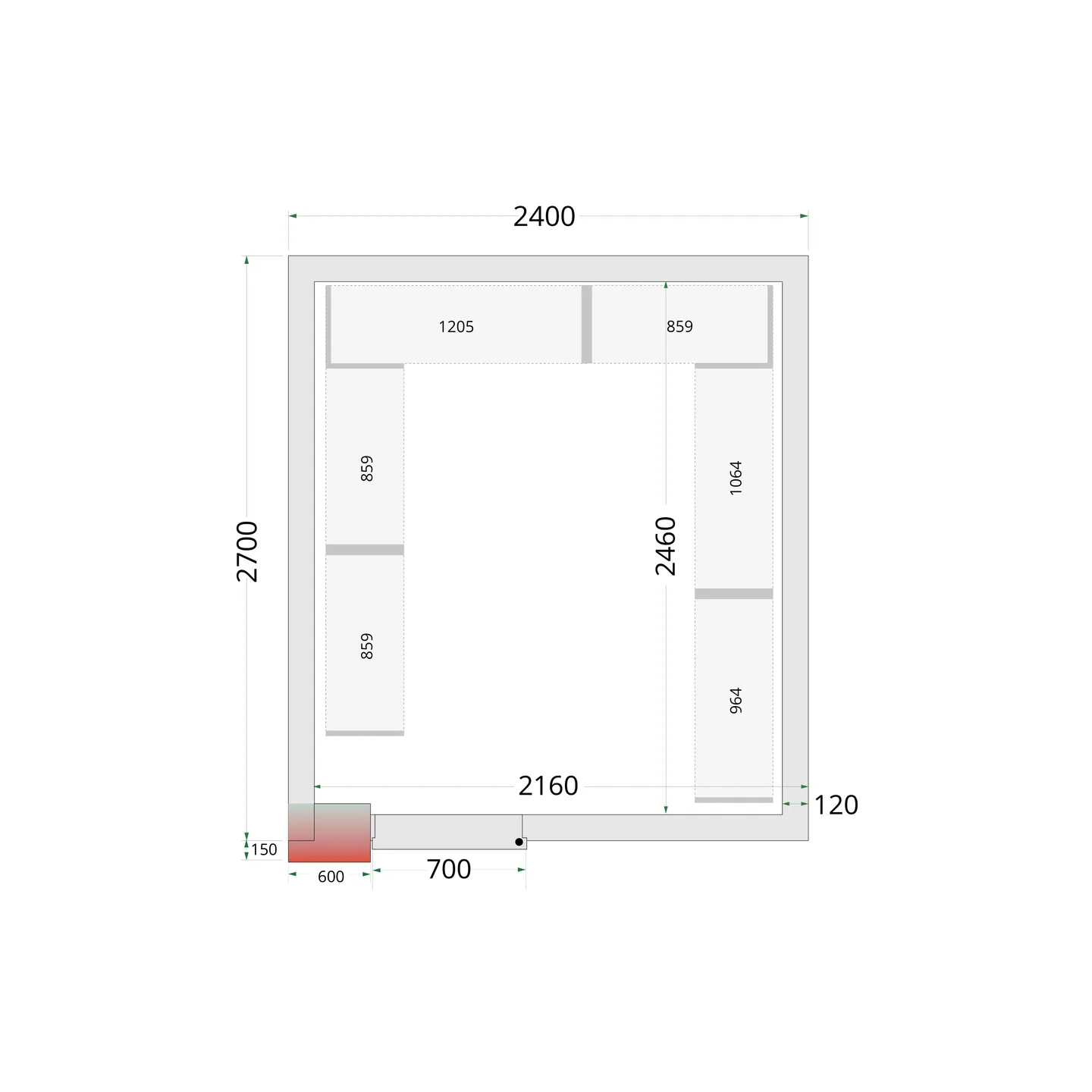 Chambre froide négative CRNF2427 Blanc 2400 x 2700 x 2200 mm 44241 TEFCOLD-mondialchr.com