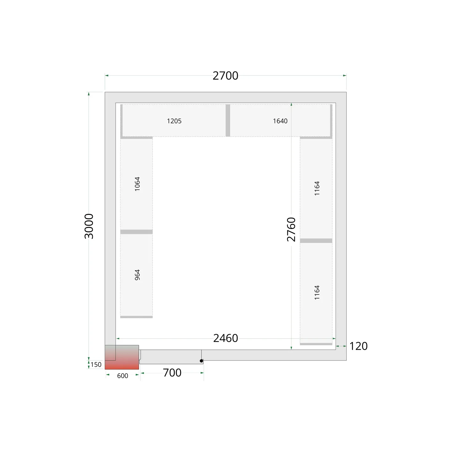 Chambre froide négative CRNF2730 Blanc 2700 x3000 x 2200 mm 44244 TEFCOLD-mondialchr.com