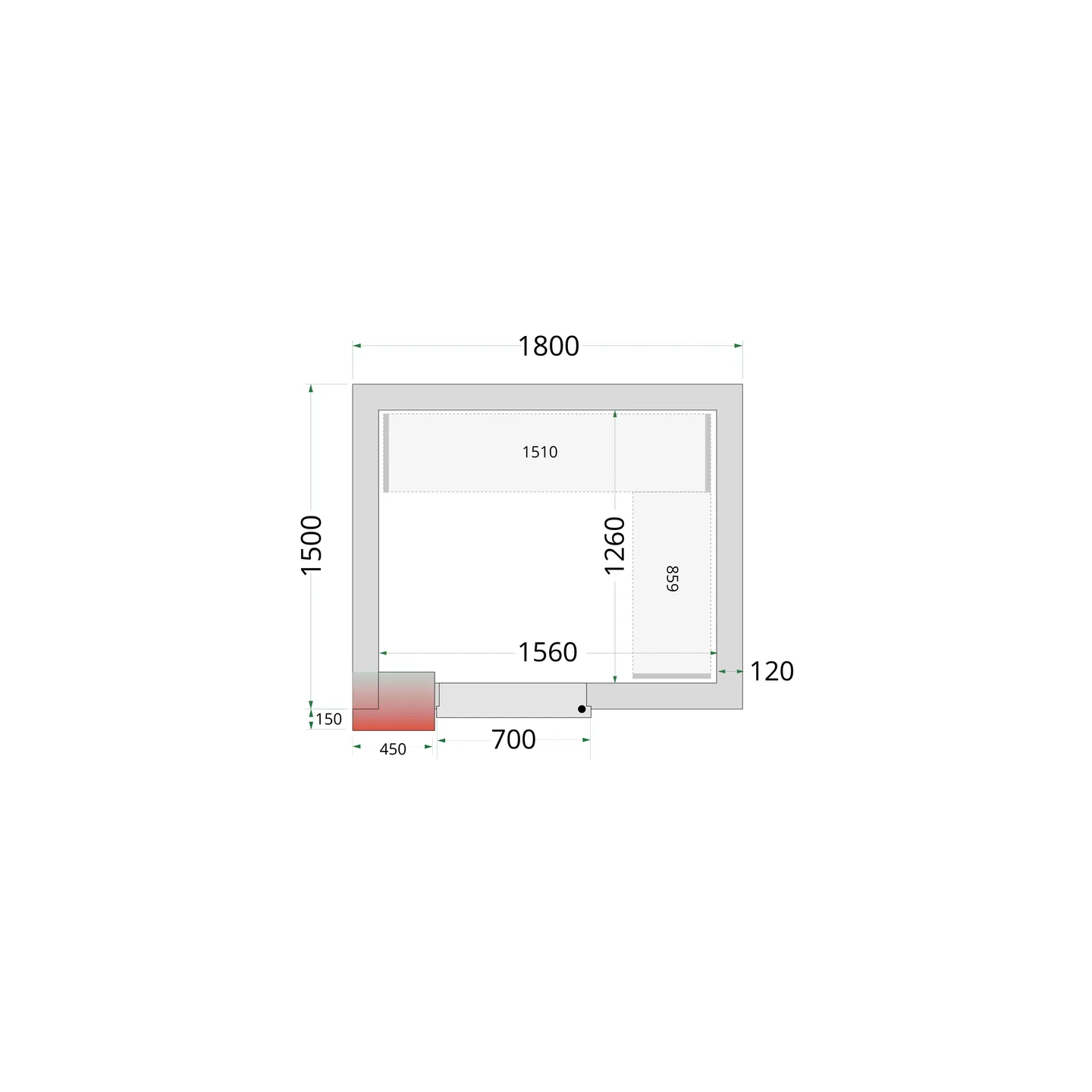 Chambre froide négative CRNF1815Blanc 1800 x 1500 x 2200 mm 44396 TEFCOLD-mondialchr.com
