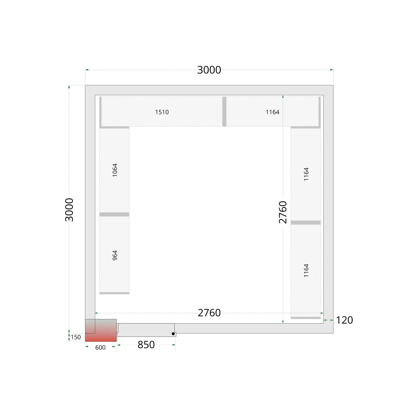Chambre froide négative CRNF3030WD Blanc 3000 x 3000 x 2200 mm  49688 TEFCOLD-mondialchr.com