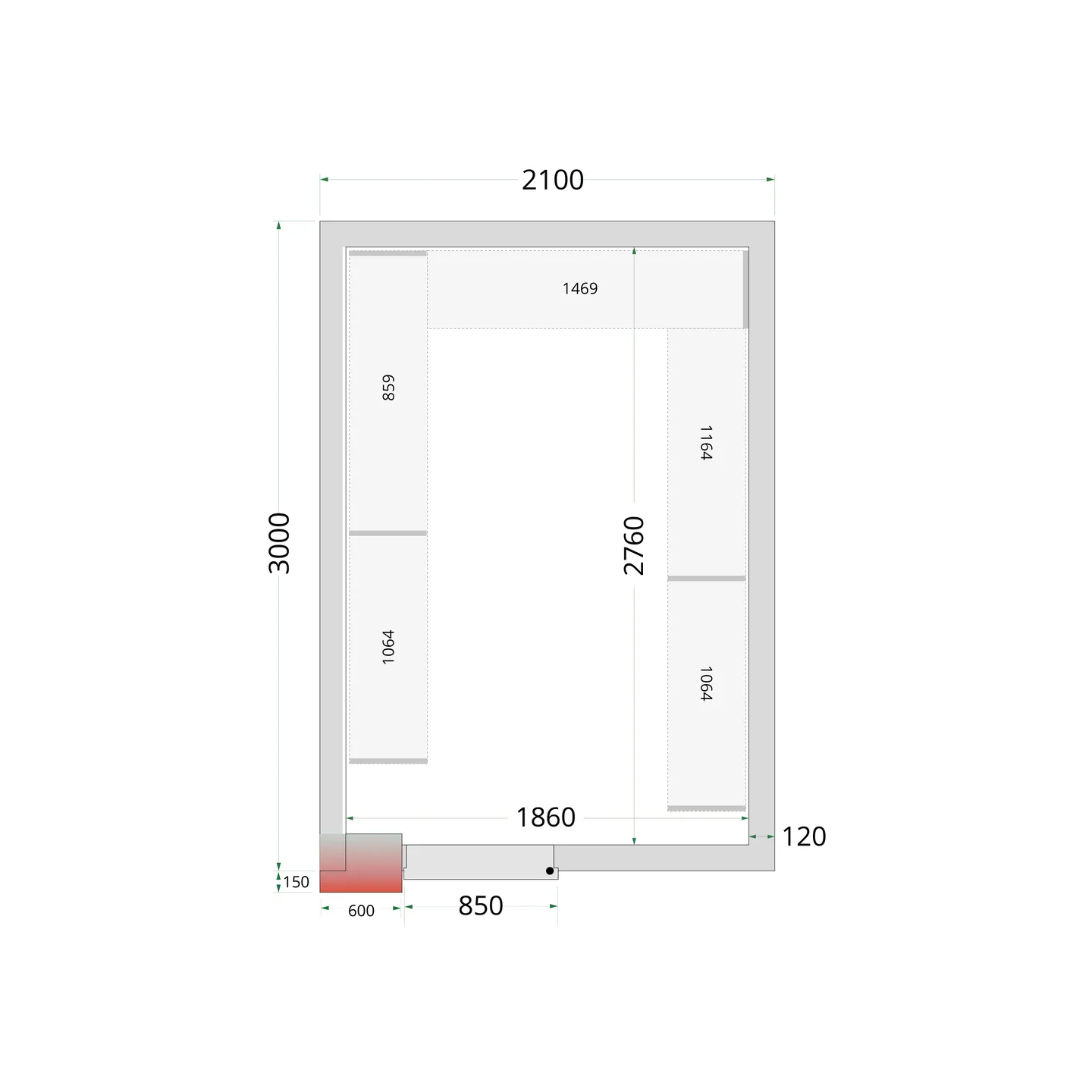 Chambre froide négative CRNF2130WD Blanc 2100 x 3000 x 2200 mm 51058TEFCOLD-mondialchr.com