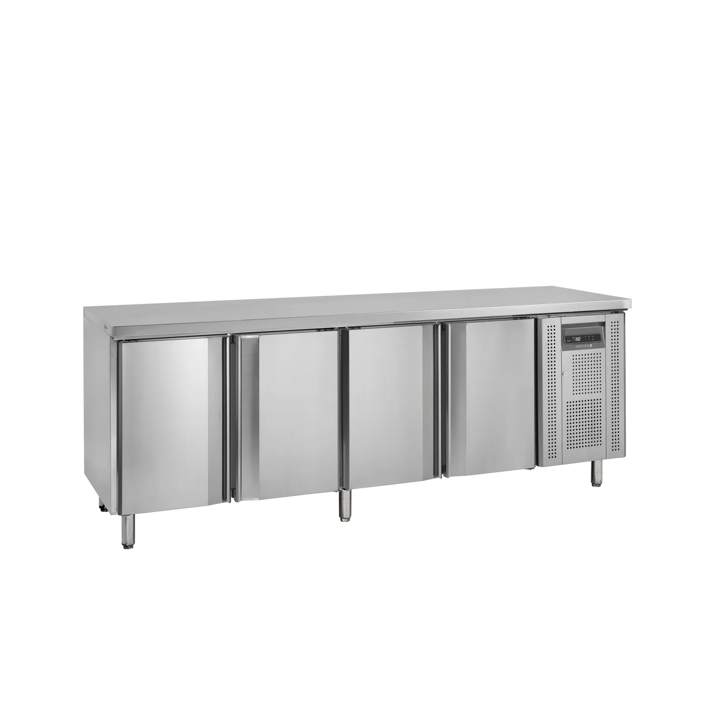 Comptoir pour saladette réfrigéré SK6410/+SP 4 portes Inox 17719 TEFCOLD-mondialchr.com