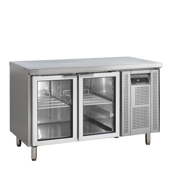 Comptoir pour saladette réfrigéré CK7210G 2 portes vitrées GN1/1 Inox 17721 TEFCOLD-mondialchr.com