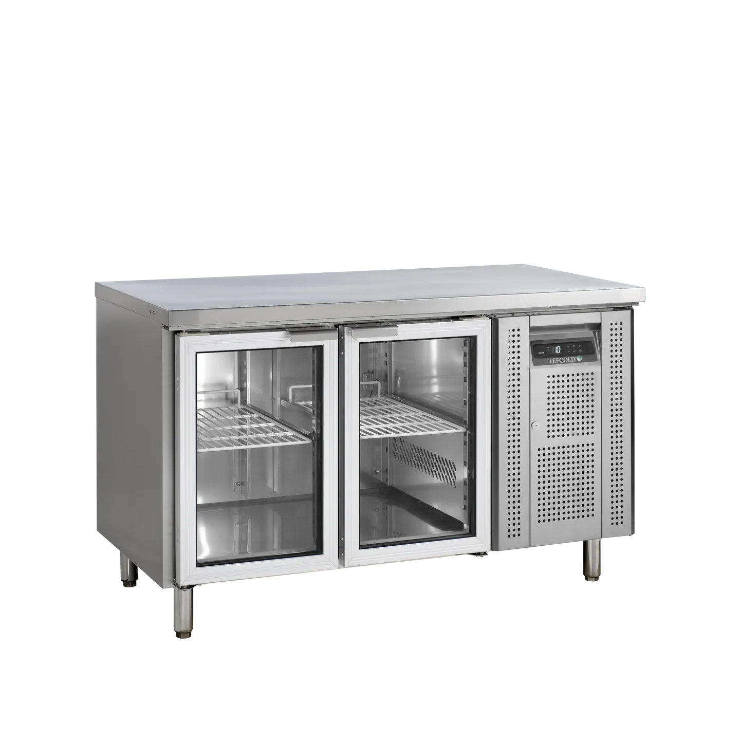 Comptoir pour saladette réfrigéré CK7210G 2 portes vitrées GN1/1 Inox 17721 TEFCOLD-mondialchr.com