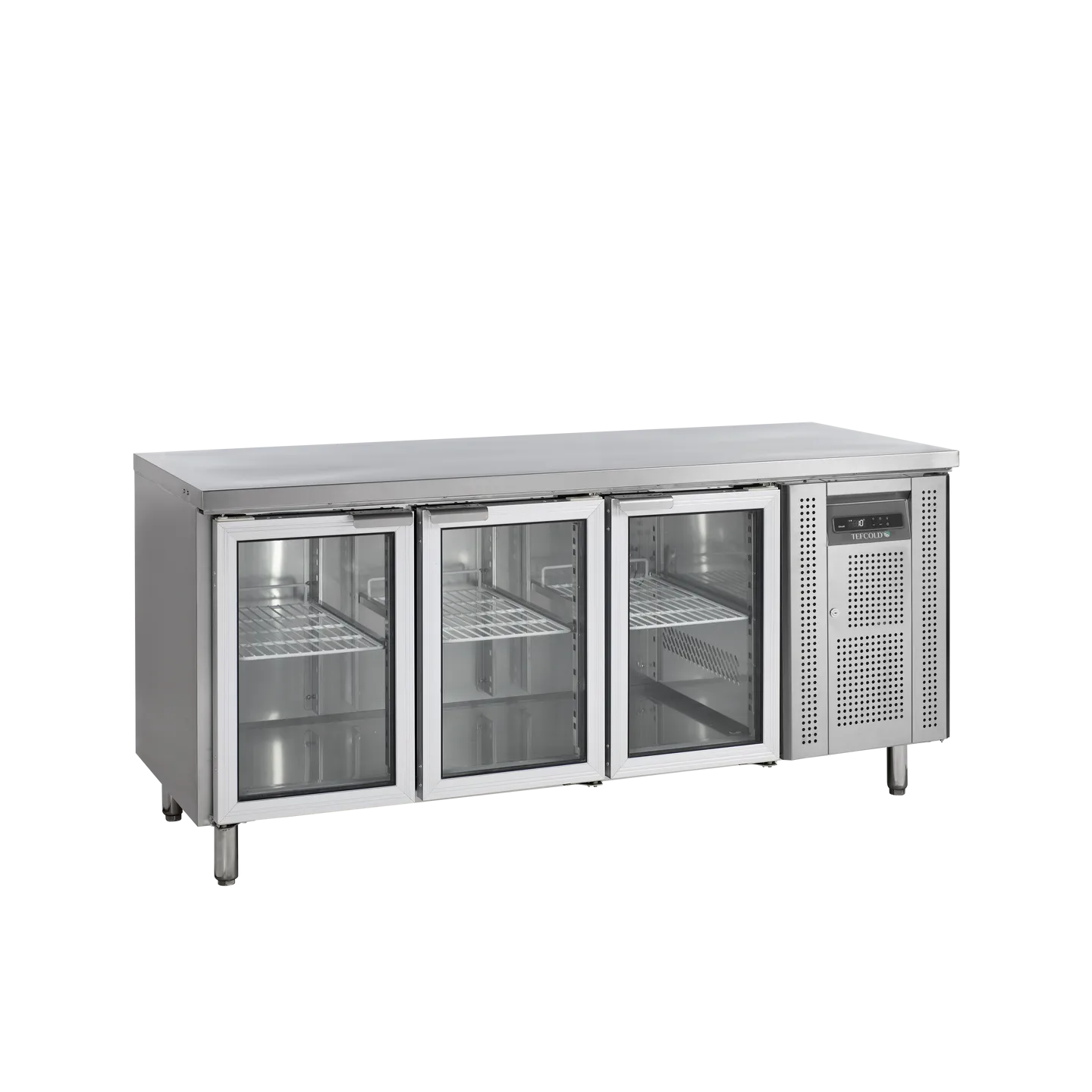 Comptoir pour saladette réfrigéré CK7310G 3 portes vitrées GN1/1 Inox 17724 TEFCOLD-mondialchr.com