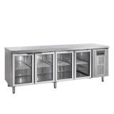 Comptoir pour saladette réfrigéré CK7410G 4 portes vitrées GN1/1 Inox 17726 TEFCOLD-mondialchr.com