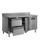 Comptoir pour saladette réfrigéré CK7220 1 porte et 2 tiroirs GN1/1 pces Inox 51584 TEFCOLD-mondialchr.com
