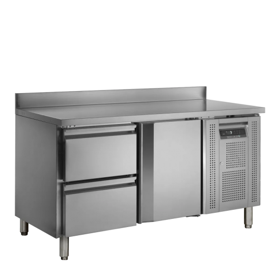 Comptoir pour saladette réfrigéré CK7220 1 porte et 2 tiroirs GN1/1 pces Inox 51584 TEFCOLD-mondialchr.com