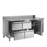 Comptoir pour saladette réfrigéré CK7340 1 porte et 4 tiroirs GN1/1 pces Inox 51586 TEFCOLD-mondialchr.com