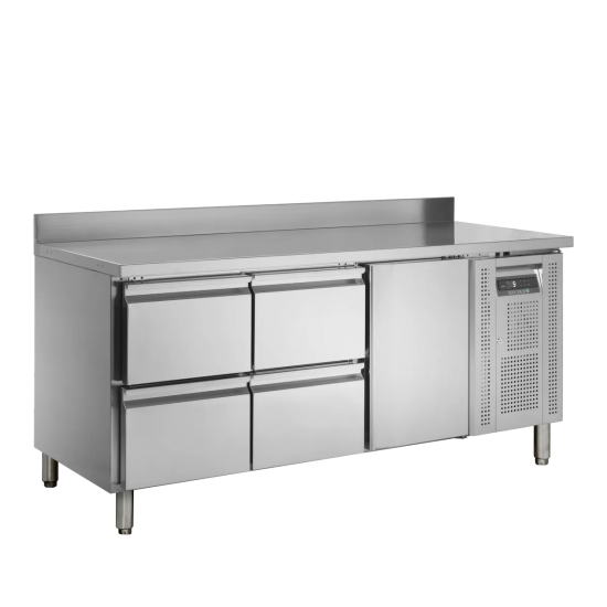 Comptoir pour saladette réfrigéré CK7340 1 porte et 4 tiroirs GN1/1 pces Inox 51586 TEFCOLD-mondialchr.com