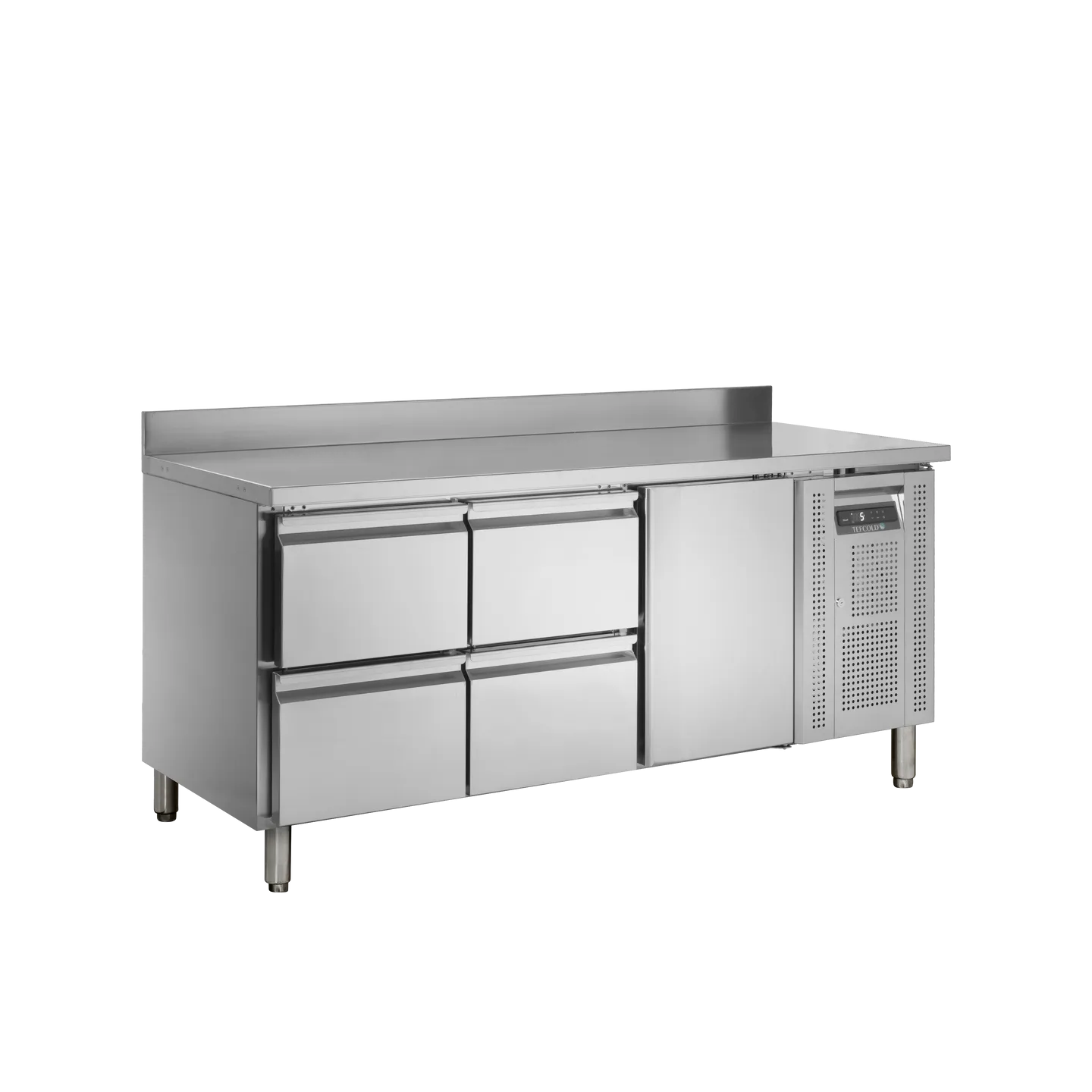Comptoir pour saladette réfrigéré CK7340 1 porte et 4 tiroirs GN1/1 pces Inox 51586 TEFCOLD-mondialchr.com