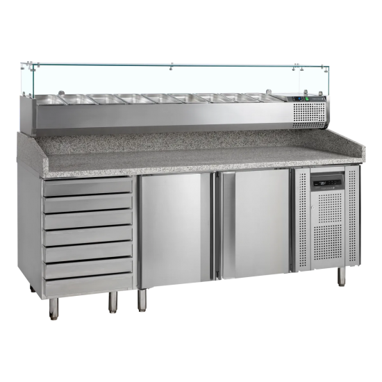 Meuble à pizza 2 portes avec module pour garniture PT1310 + VK38-200 Inox 17830 TEFCOLD-mondialchr.com