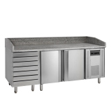 Meuble à pizza 2 portes et 7 tiroirs à pâte pces PT1310 Inox 17826 TEFCOLD-mondialchr.com
