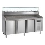 Meuble à pizza 3 portes avec module pour garniture PT1300 + VK38-200 Inox 17836 TEFCOLD-mondialchr.com