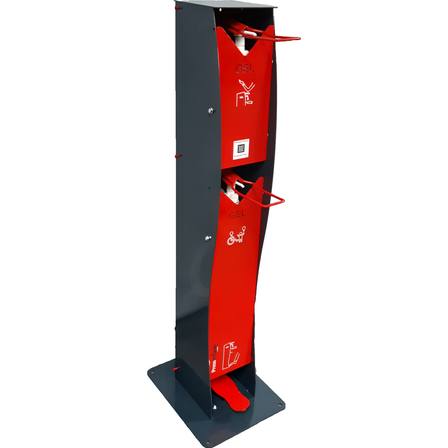 Distributeur de gel hydroalcoolique PMR à Pédale et 2 Coudes 5L Press’n Clean