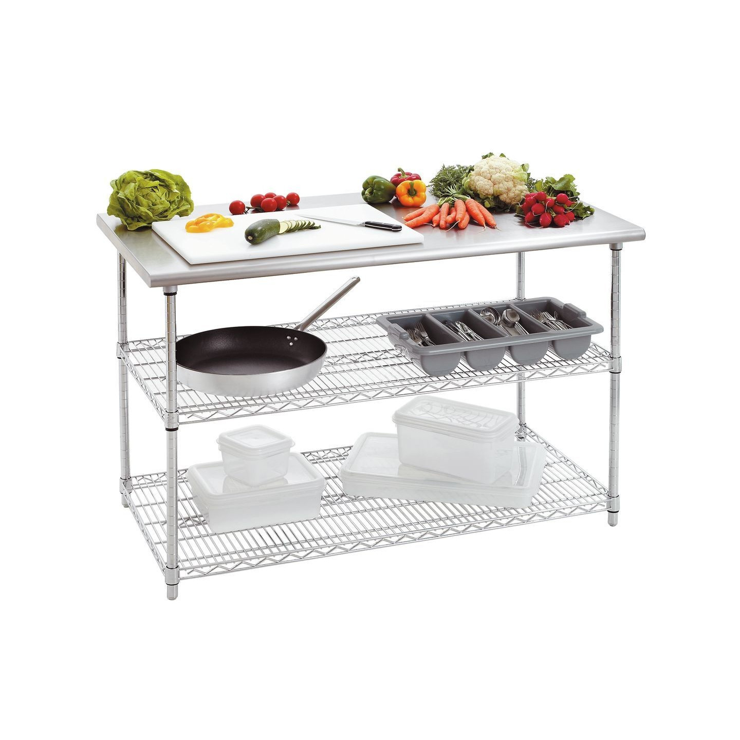 Table de travail inox avec 2 étagères Bartscher 601153 –mondialchr.com