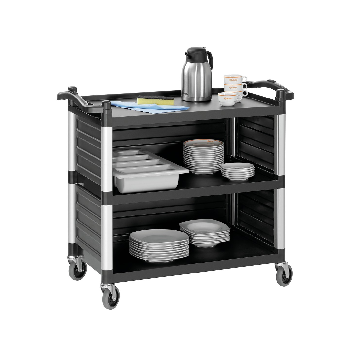 Chariot de service Bartscher 300055 inox à 3 plateaux – mondialchr.com