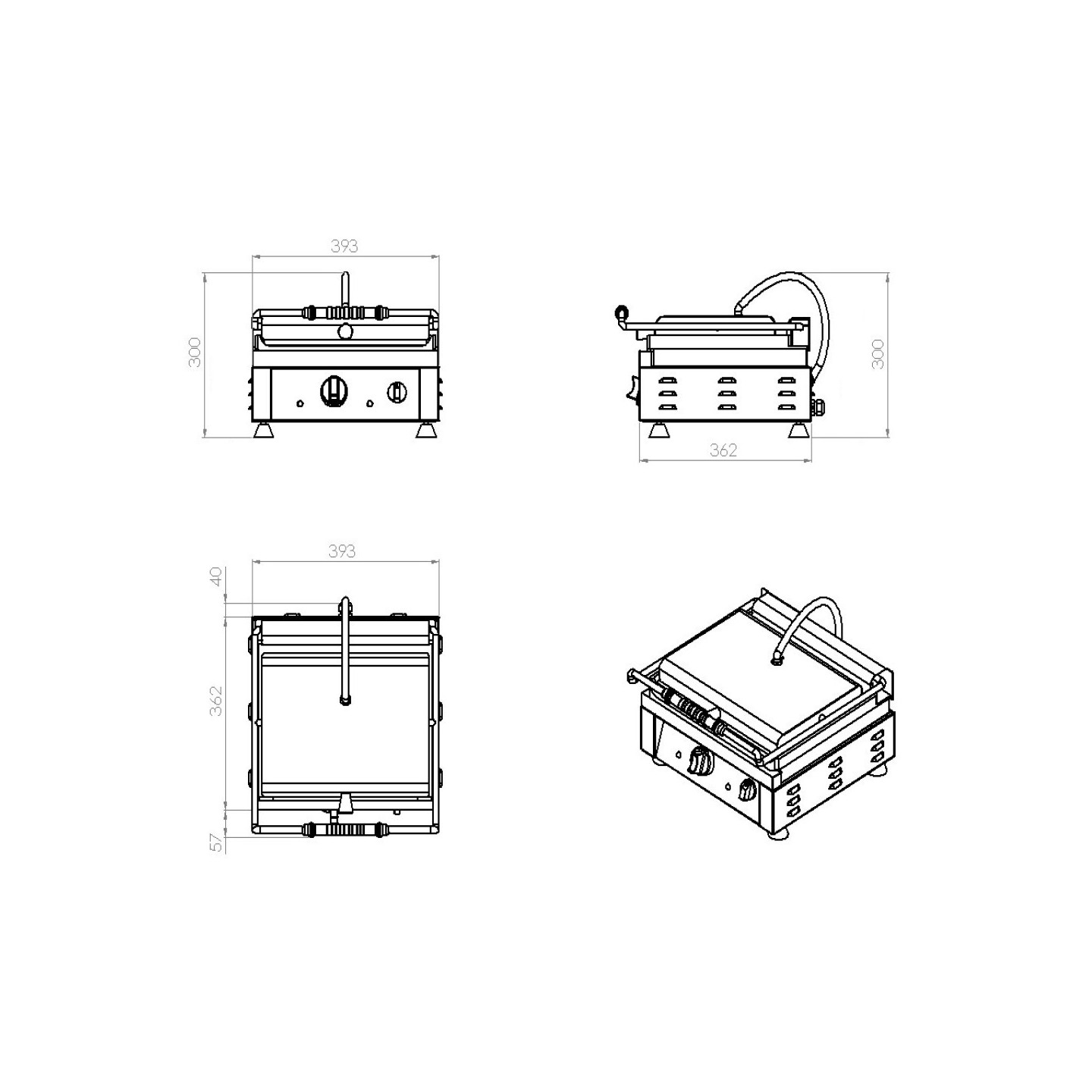 Grille de contact panini lisse Combisteel 7491.0015 - mondialchr.com