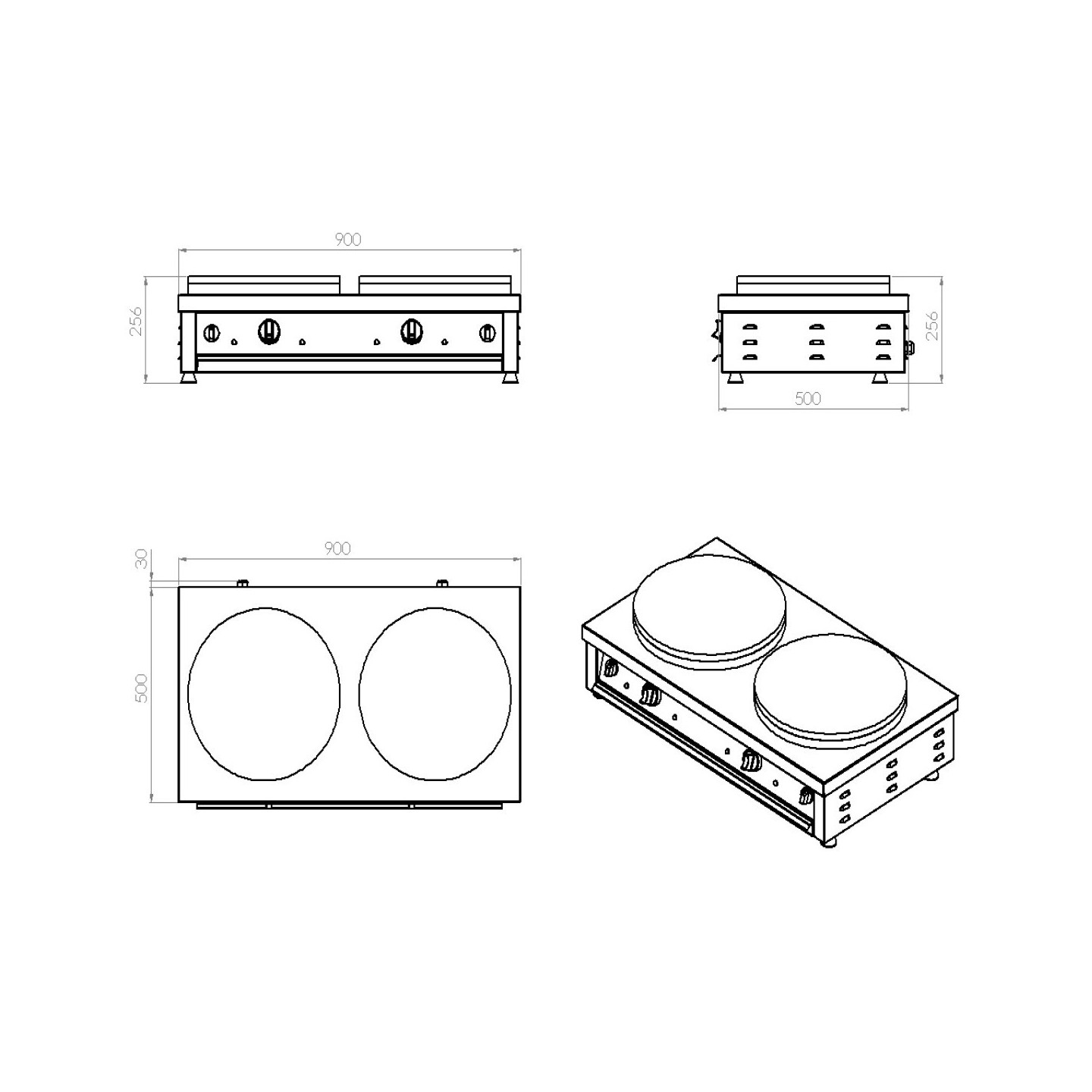 Crêpière électrique 2 plaques pro Combisteel 7491.0045 -mondialchr.com