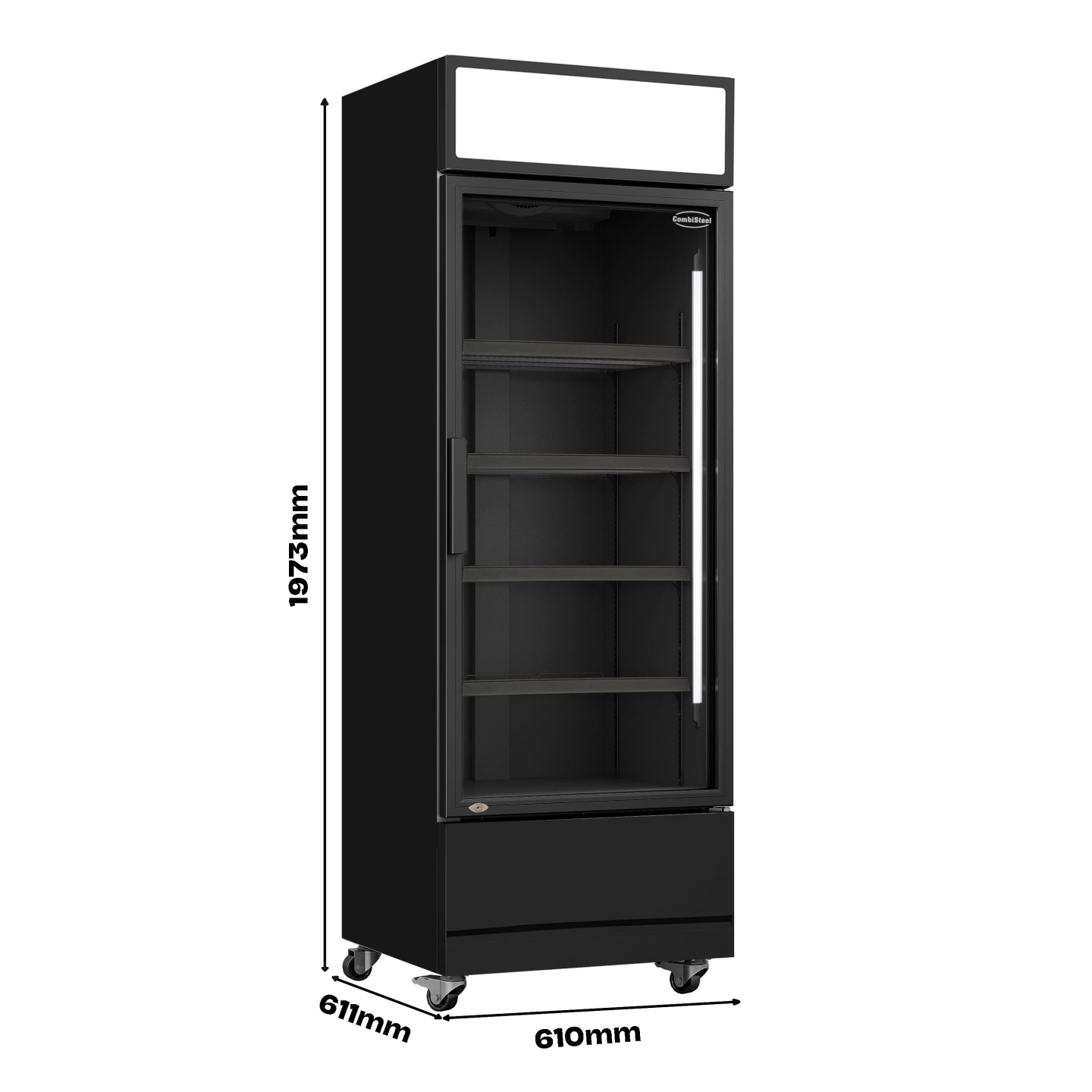 Réfrigérateur 1 porte vitrée noir Combisteel 7455.2104 -mondialchr.com