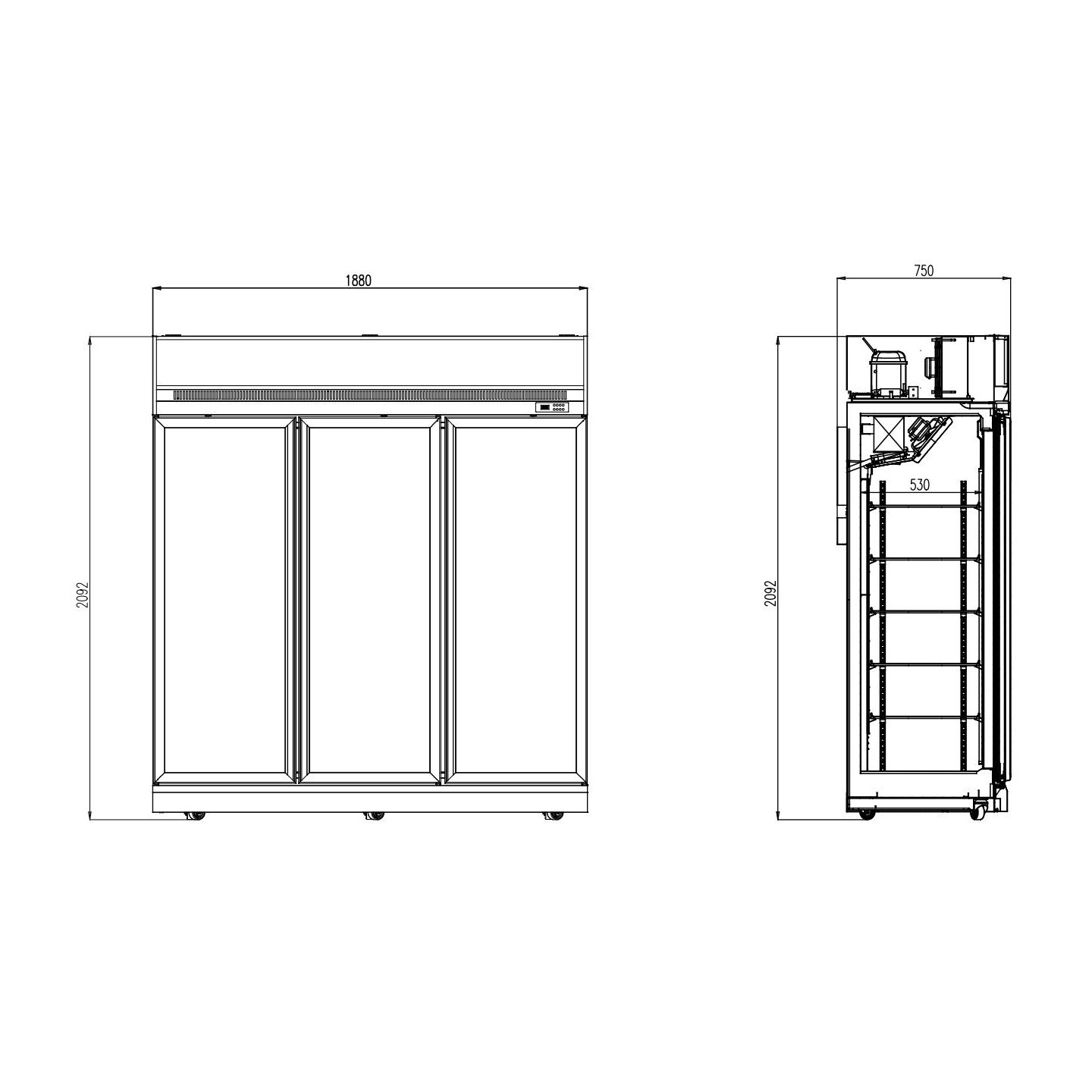 Congélateur 3 portes en verre Combisteel 7455.2430 - mondialchr.com