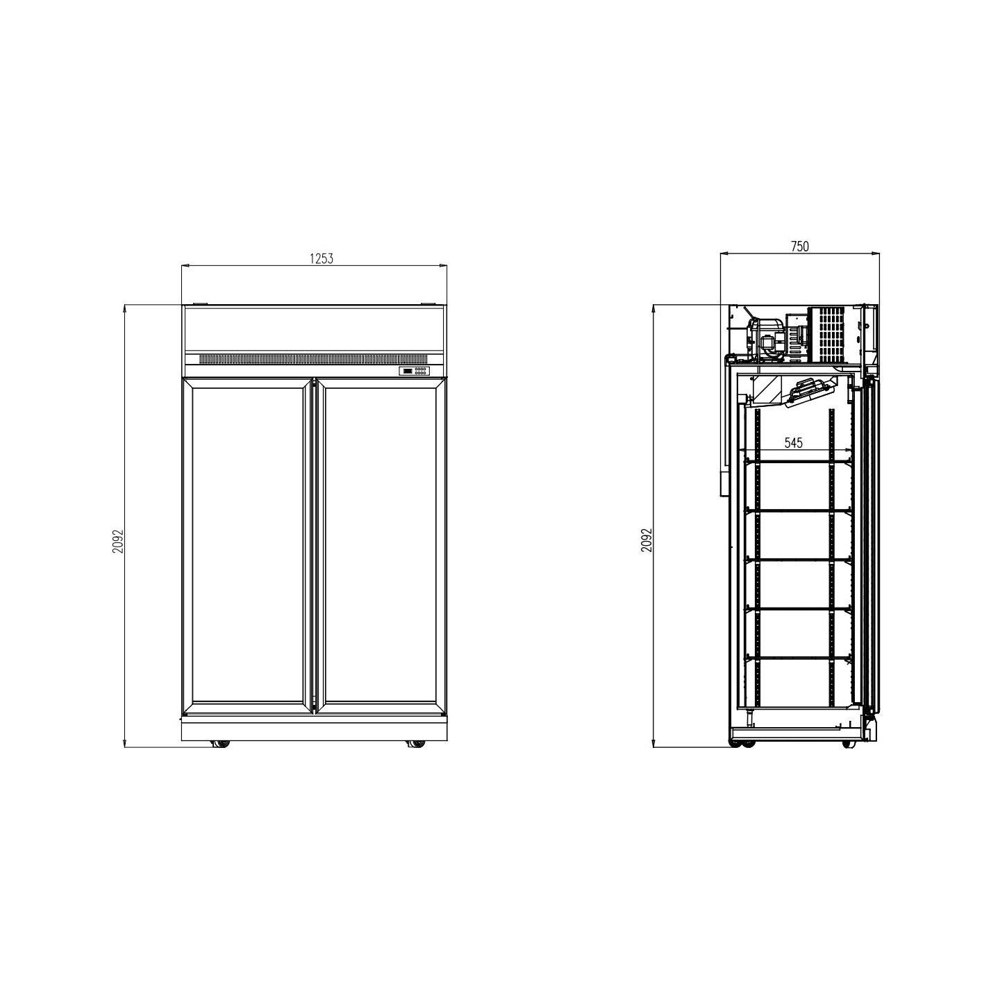 Réfrigérateur 2 portes en verre Combisteel 7455.2405 - mondialchr.com