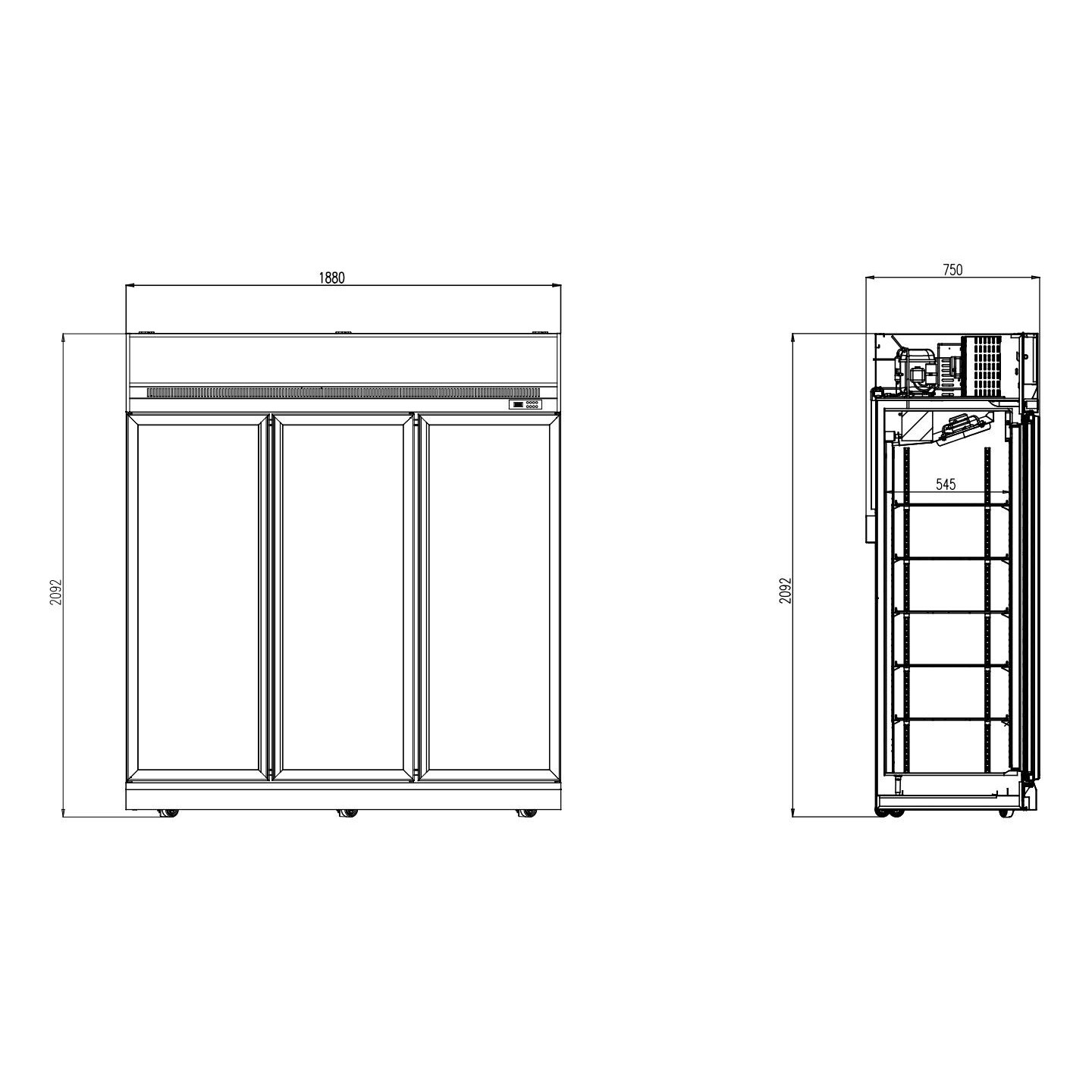 Réfrigérateur 3 portes en verre Combisteel 7455.2410 - mondialchr.com