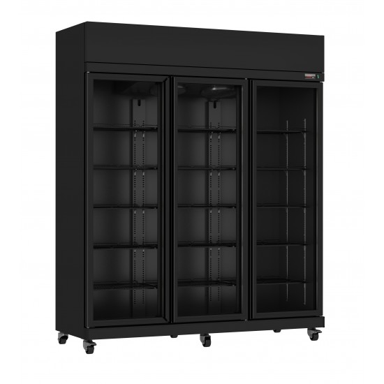 Réfrigérateur 3 porte vitrée noir Combisteel 7455.3155 -mondialchr.com