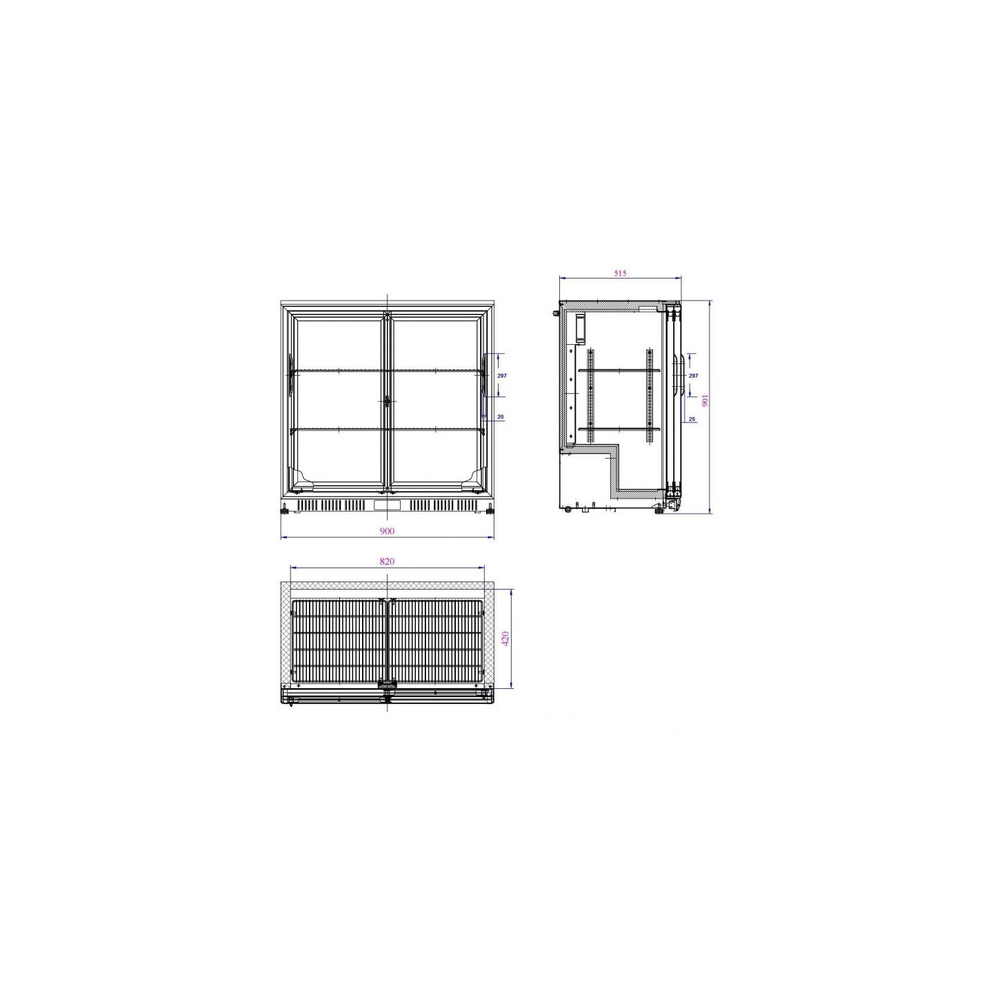 Arrière-bar réfrigéré noir 2 portes Combisteel 7527.0020–mondialchr.com