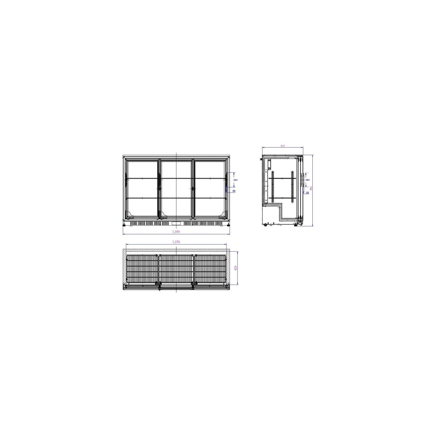 Arrière-bar réfrigéré noir 3 portes Combisteel 7527.0025–mondialchr.com