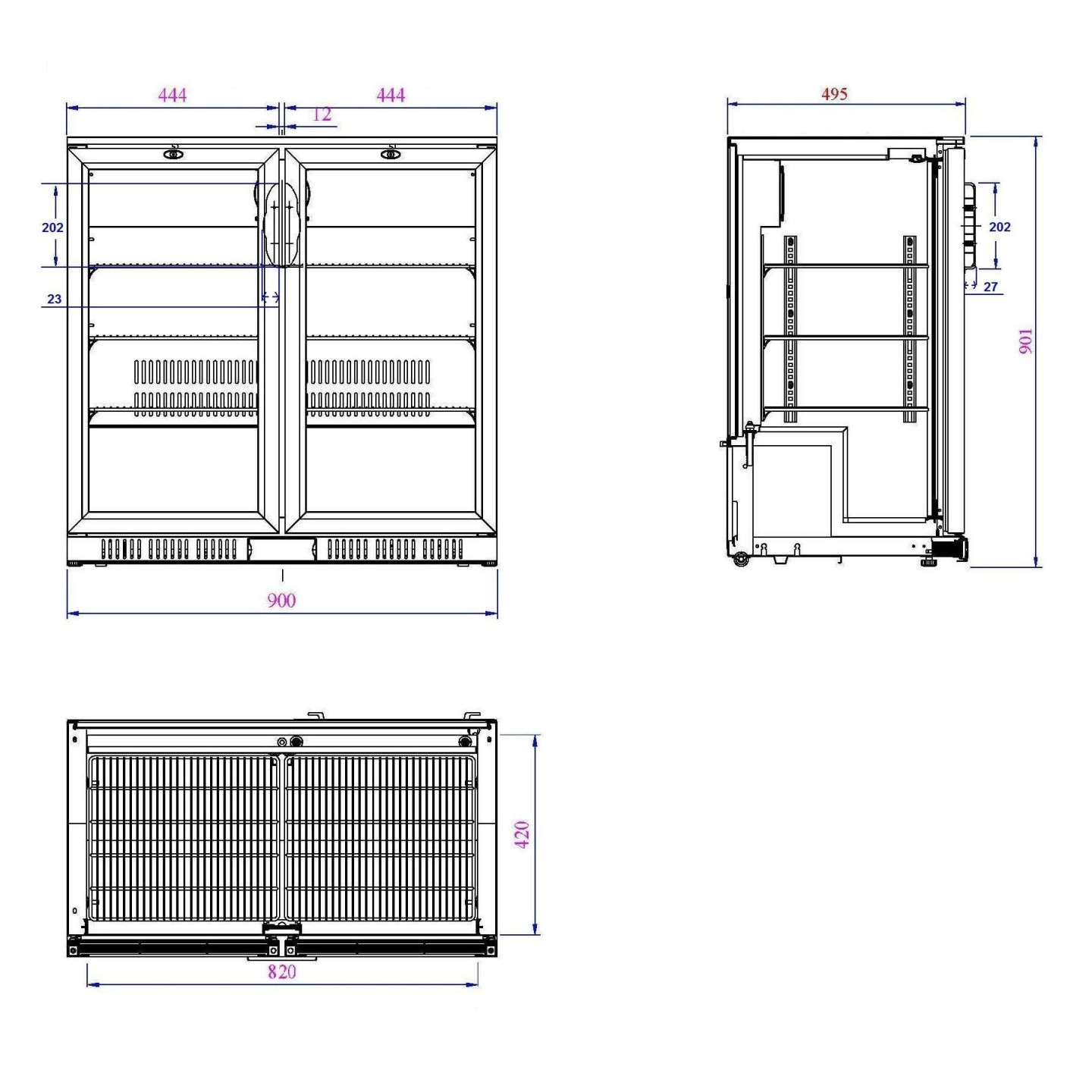 Arrière-bar réfrigéré noir 2 portes Combisteel 7527.0010–mondialchr.com
