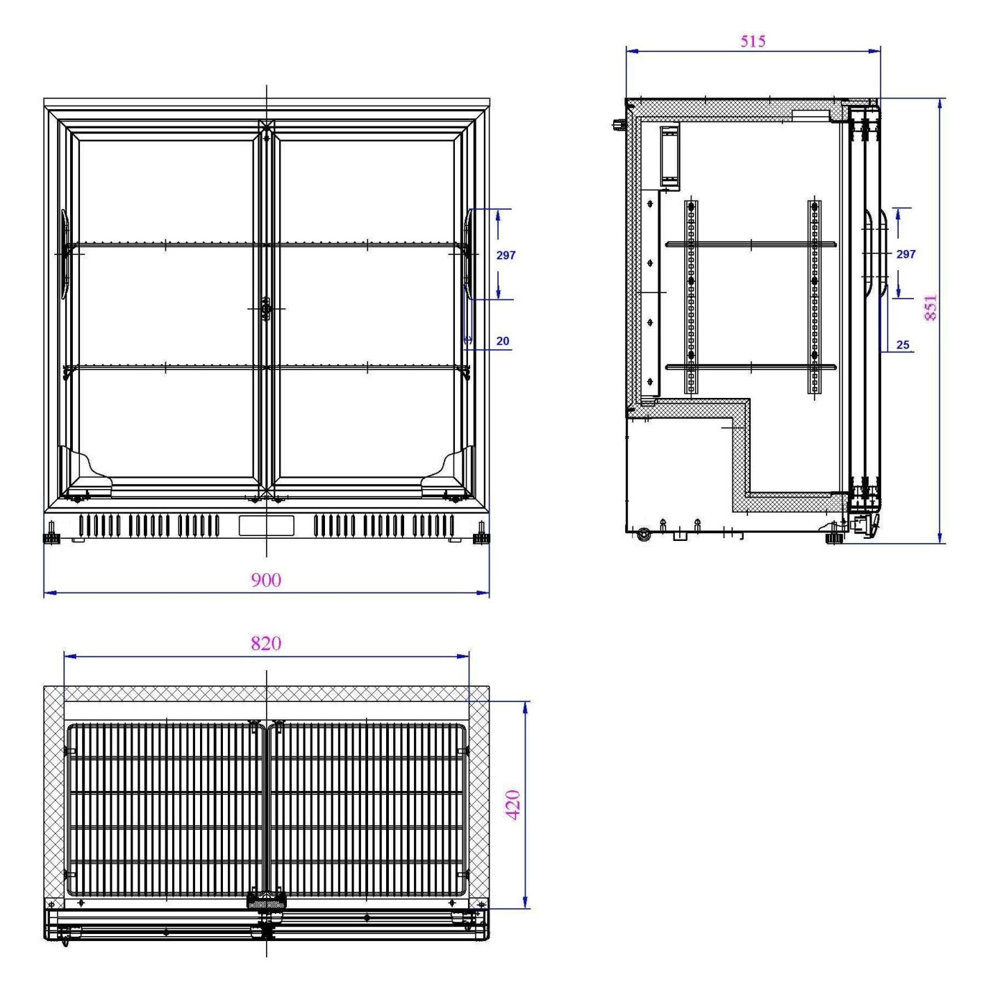 Arrière-bar réfrigéré noir 2 portes Combisteel 7527.0045–mondialchr.com