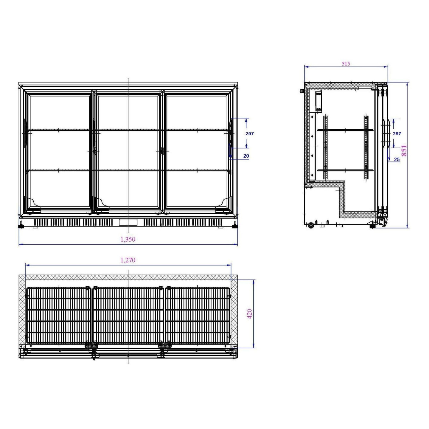 Arrière-bar réfrigéré noir 3 portes Combisteel 7527.0050–mondialchr.com