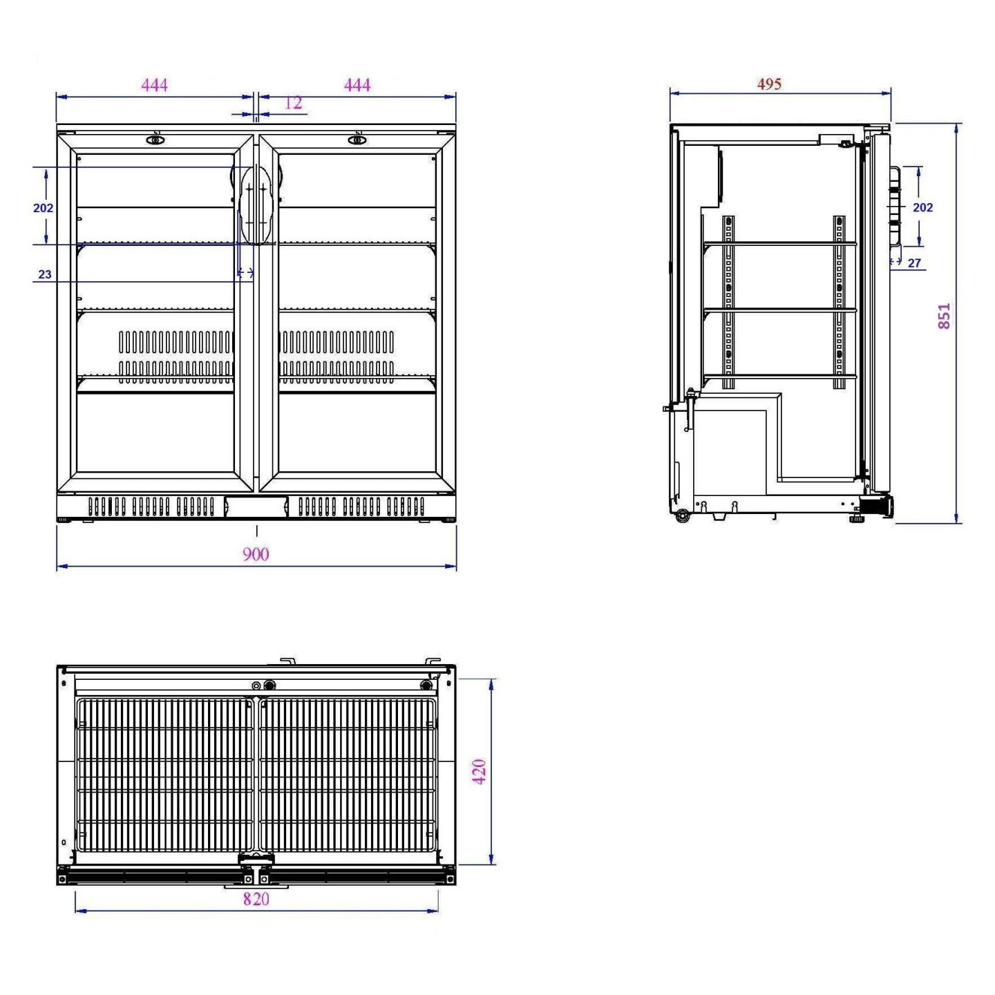 Arrière-bar réfrigéré noir 2 portes Combisteel 7527.0035–mondialchr.com