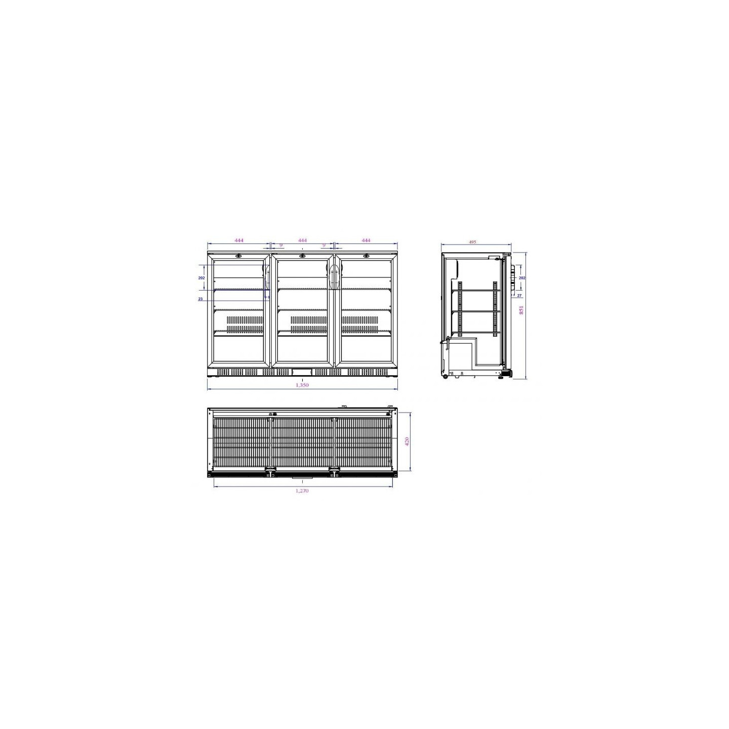 Arrière-bar réfrigéré noir 3 portes Combisteel 7527.0040–mondialchr.com