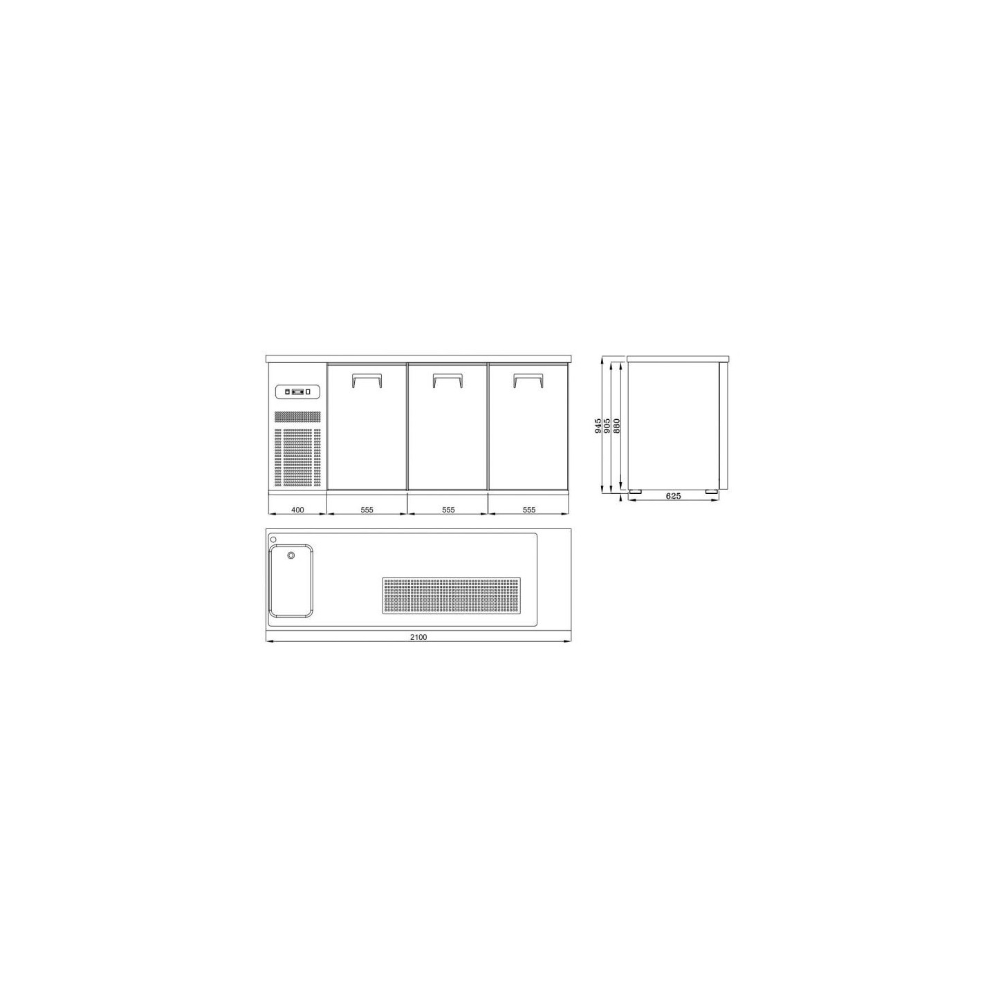 Refroidisseur de Bière 3 Portes 1L Pro Combisteel - mondialchr.com