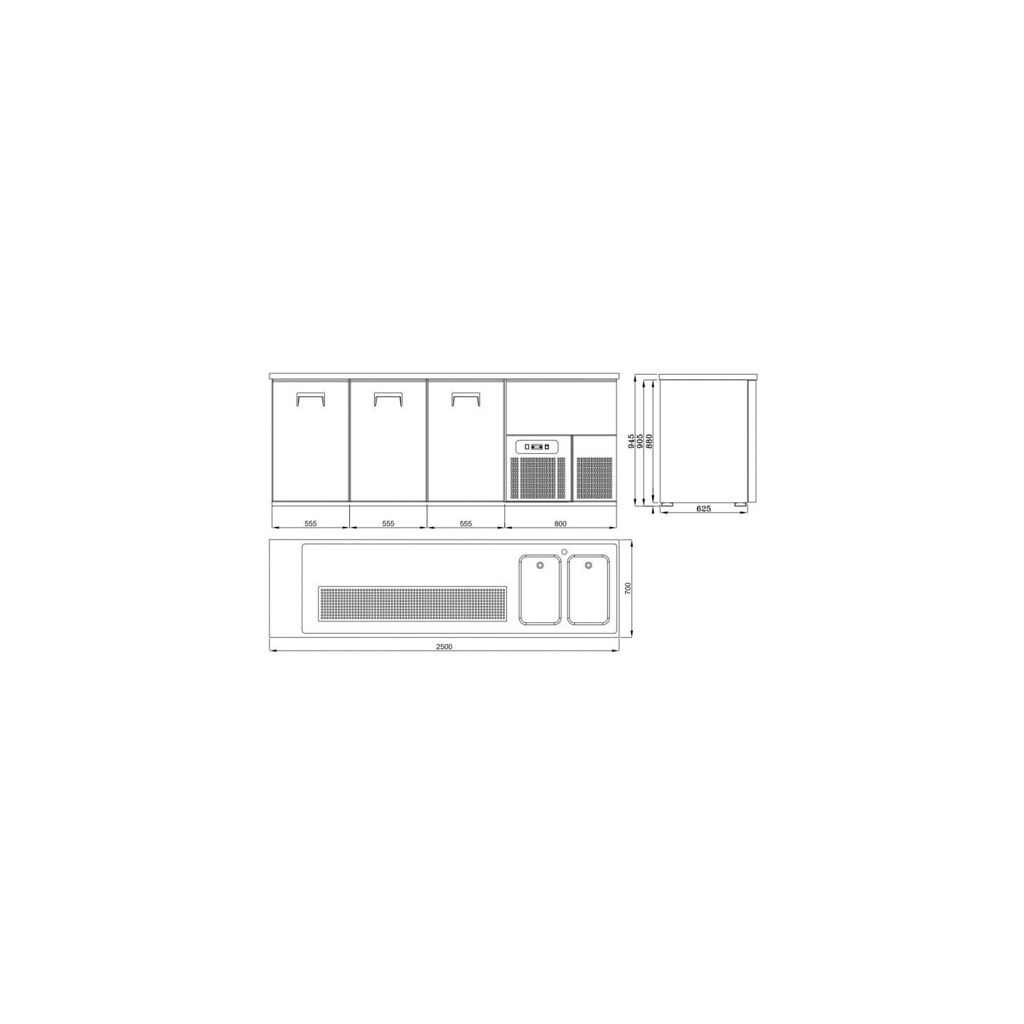 Refroidisseur de Bière 3 Portes Combisteel 7489.5340 Pro-mondialchr.com